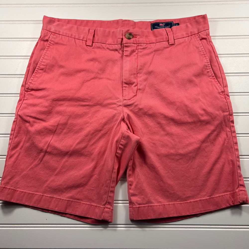 Vineyard Vines Breaker Chino Shorts Mens 33 Salmon Coral Pink Stretch Flat Front